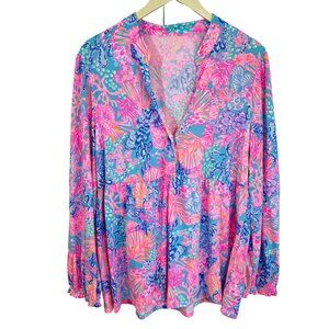 NWT Lilly Pulitzer Winona Knit Tunic Top Multi Splendor In The Sand Sz L $118